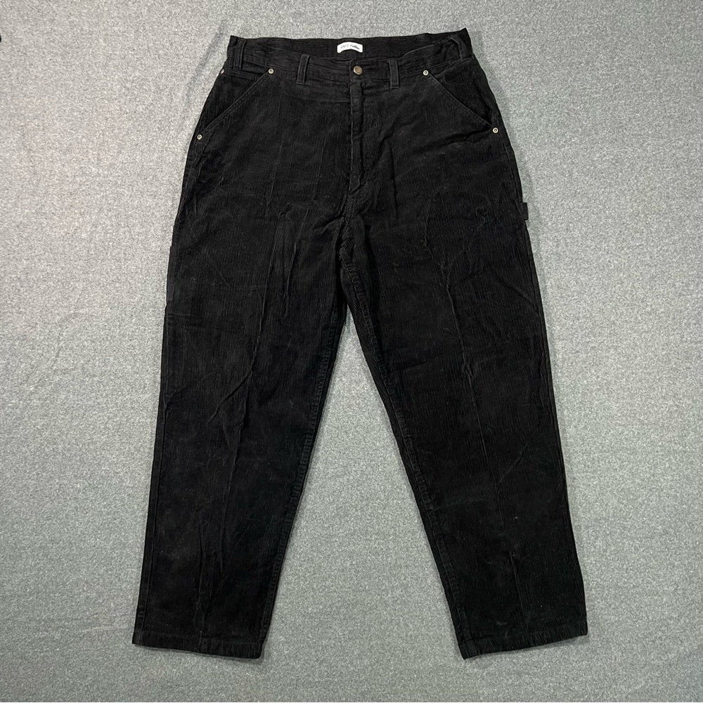 Vintage Aldolfo Wide Leg Baggy Black Corduroy Carpenter Pants Size 34x29